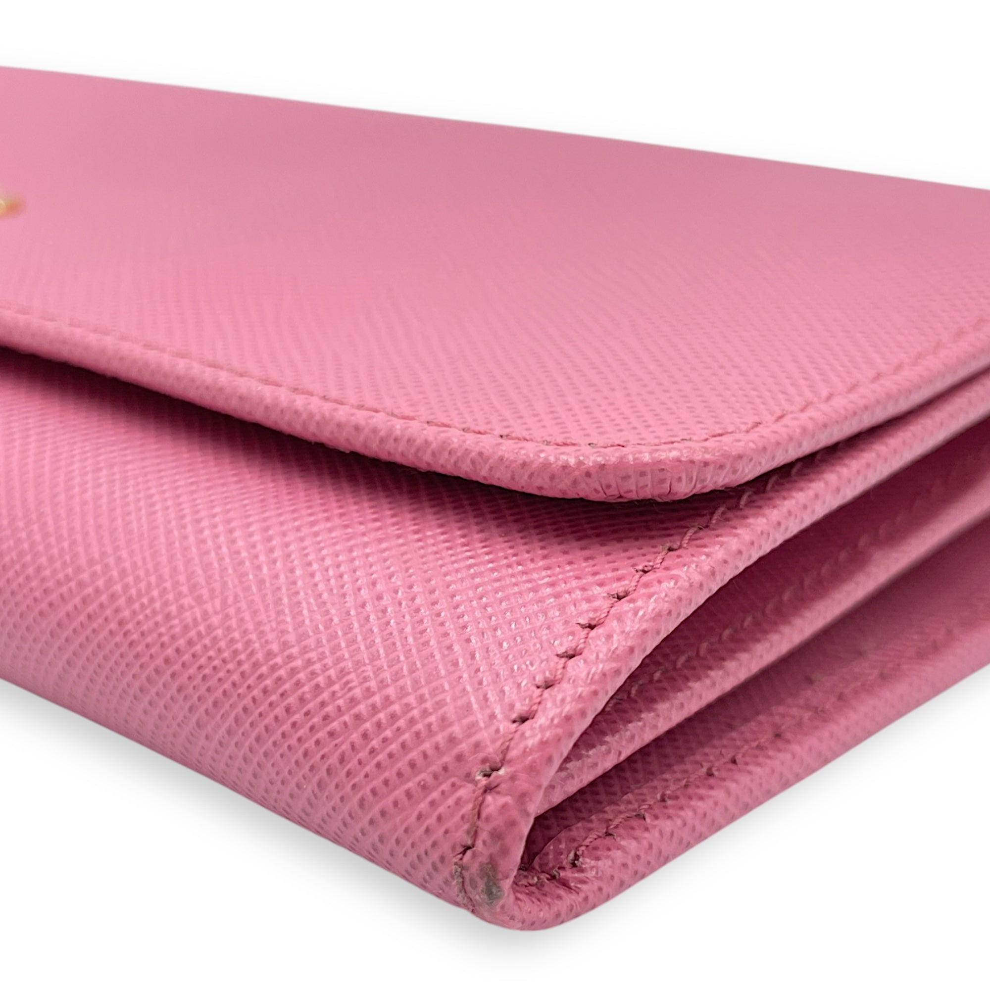 Saffiano Barbie Pink Wallet on Chain , Gold hardware