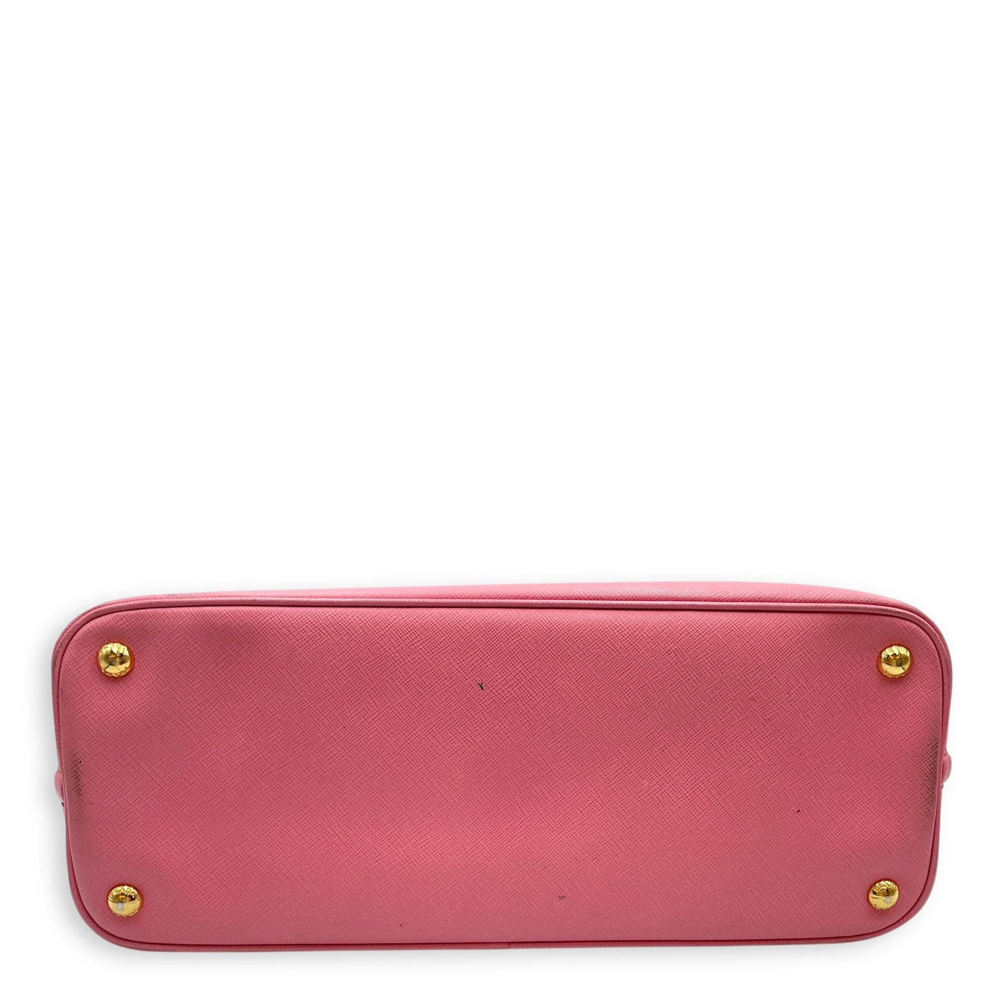 Promenade Pink Top Handle Bag in Saffiano Leather, Gold hardware