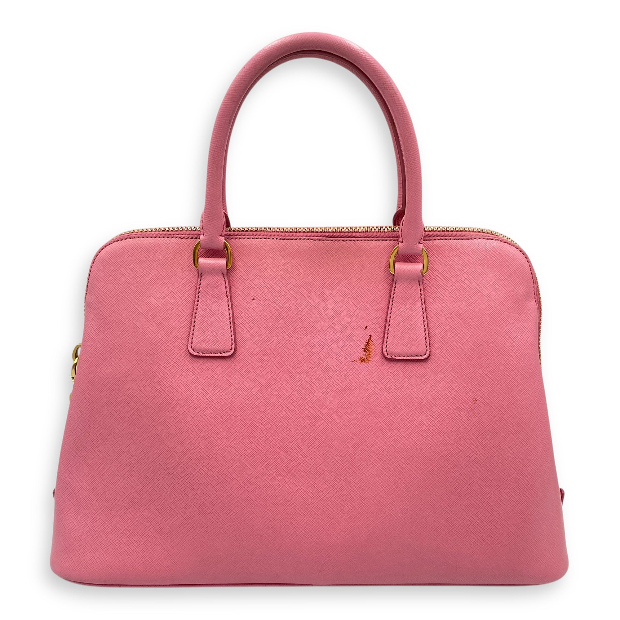 Promenade Pink Top Handle Bag in Saffiano Leather, Gold hardware