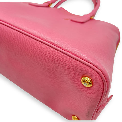Promenade Pink Top Handle Bag in Saffiano Leather, Gold hardware