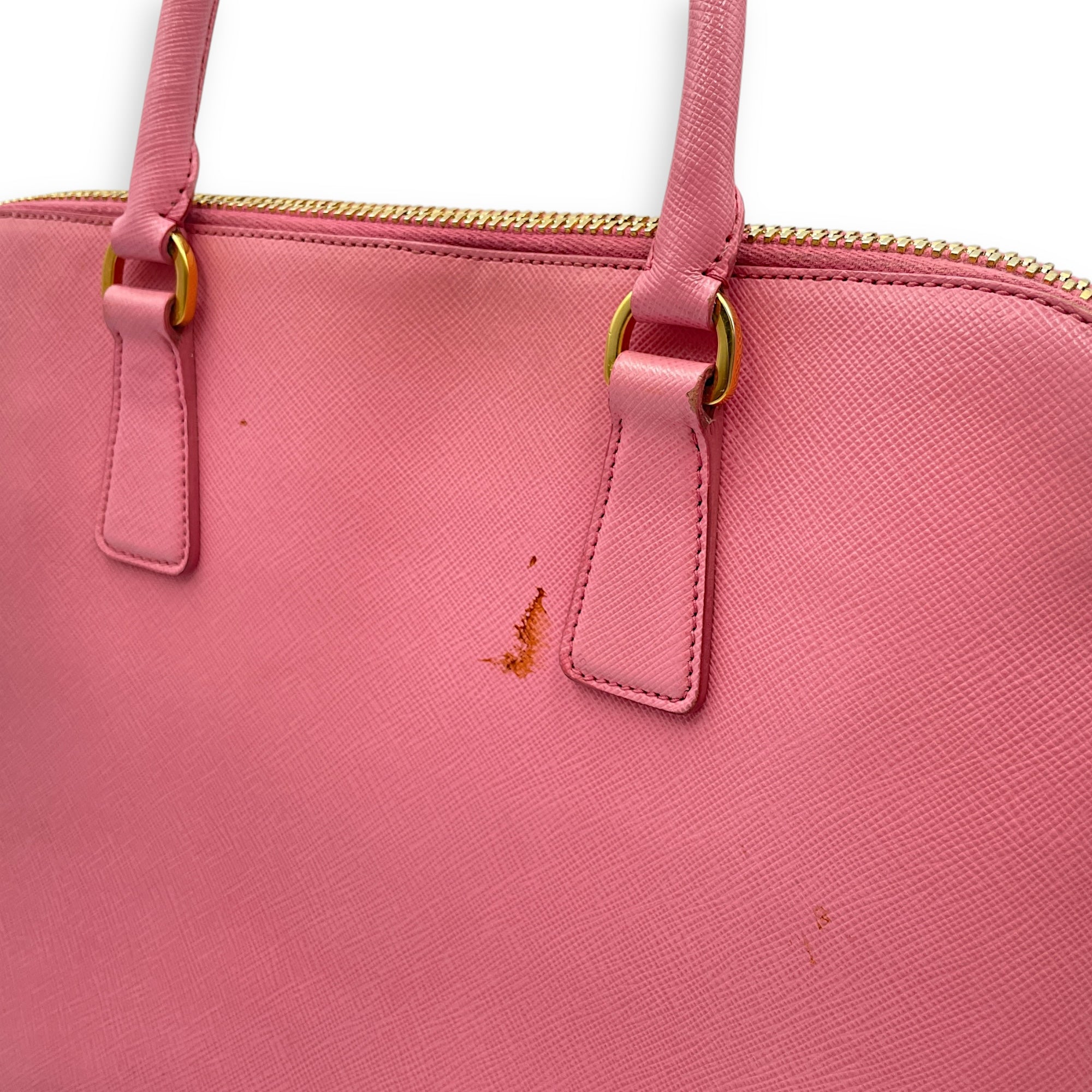 Promenade Pink Top Handle Bag in Saffiano Leather, Gold hardware
