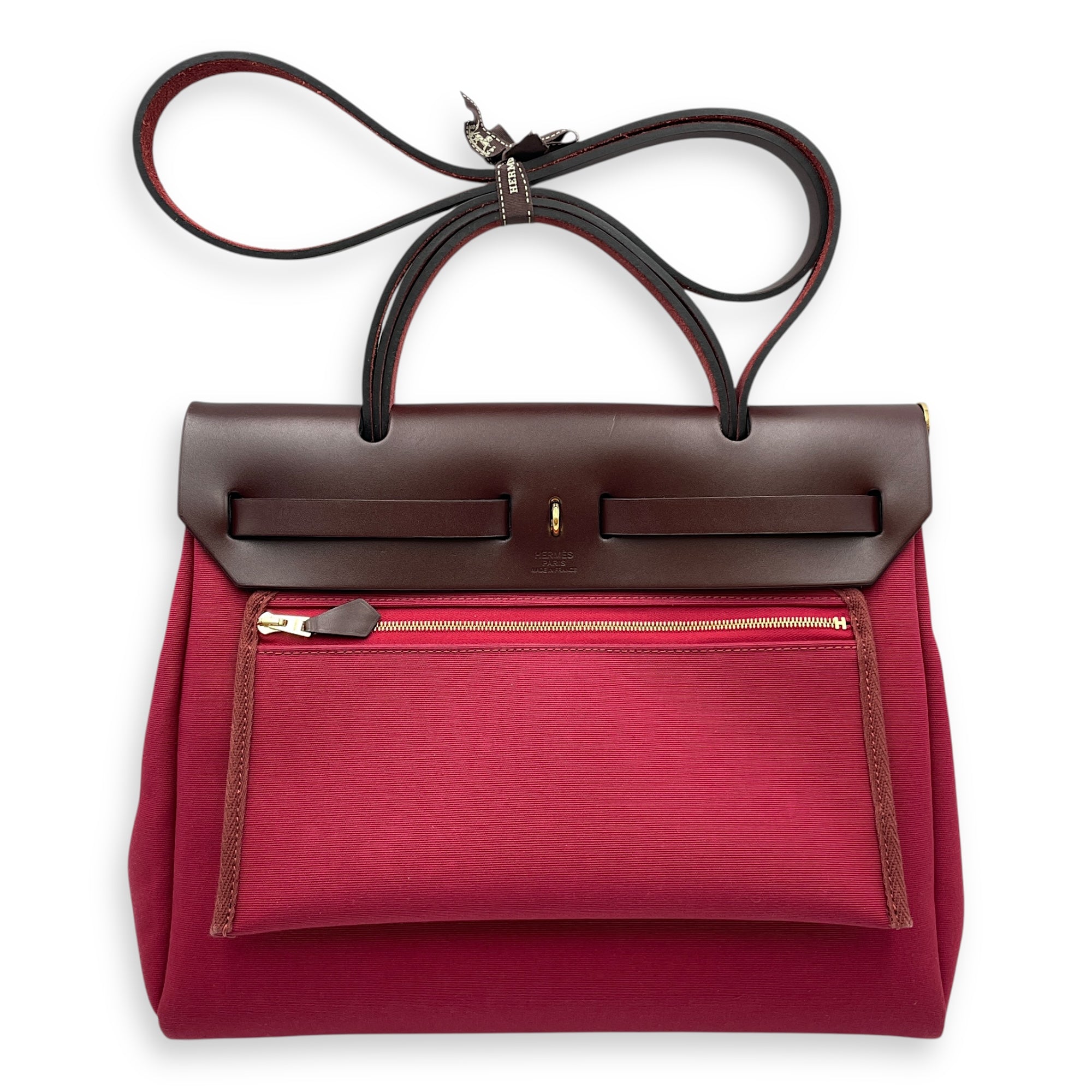 Herbag 31 Rubis/Rouge Sellier in Vache Hunter/Toile, Gold hardware