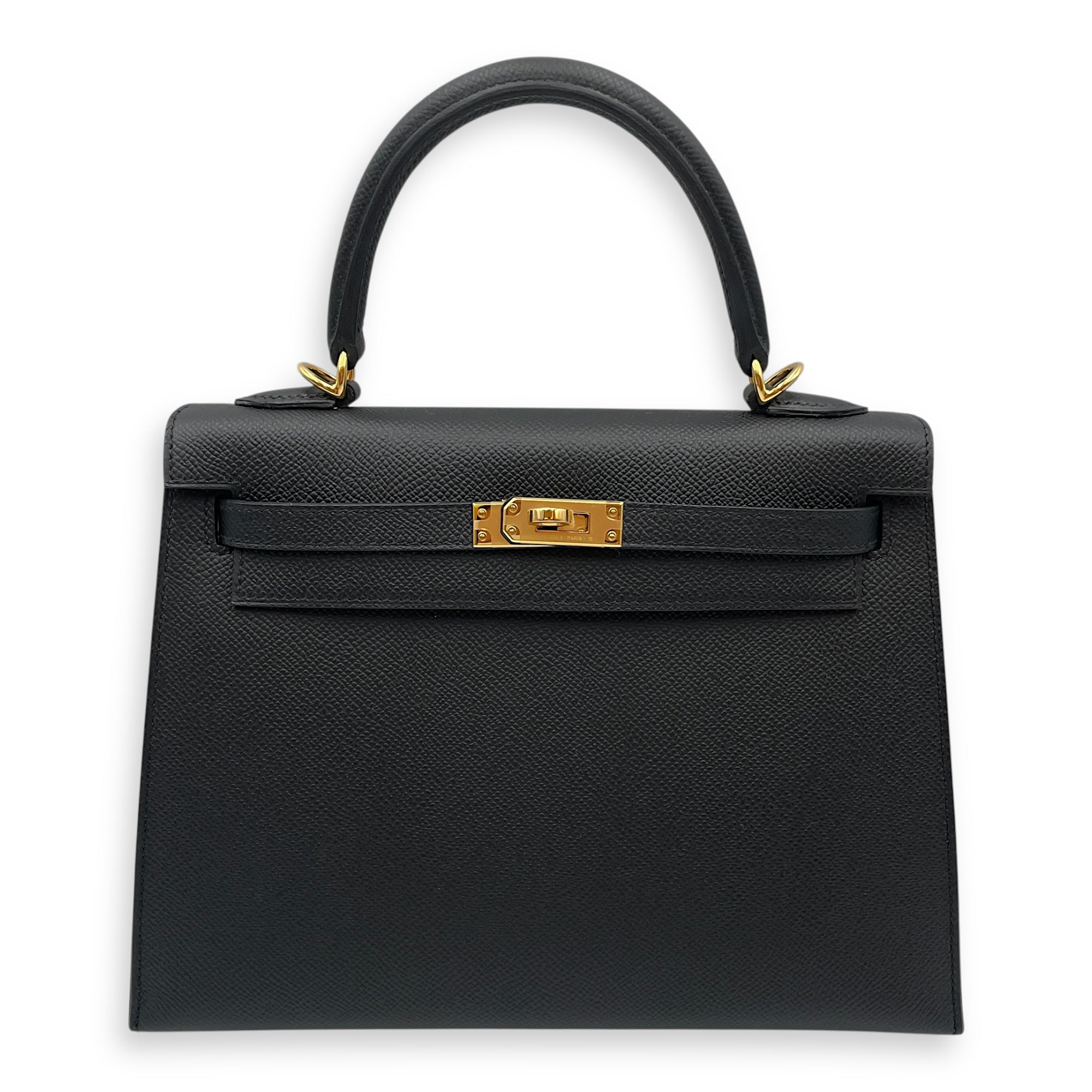 Sellier Kelly 25 Black in Epsom, Gold hardware