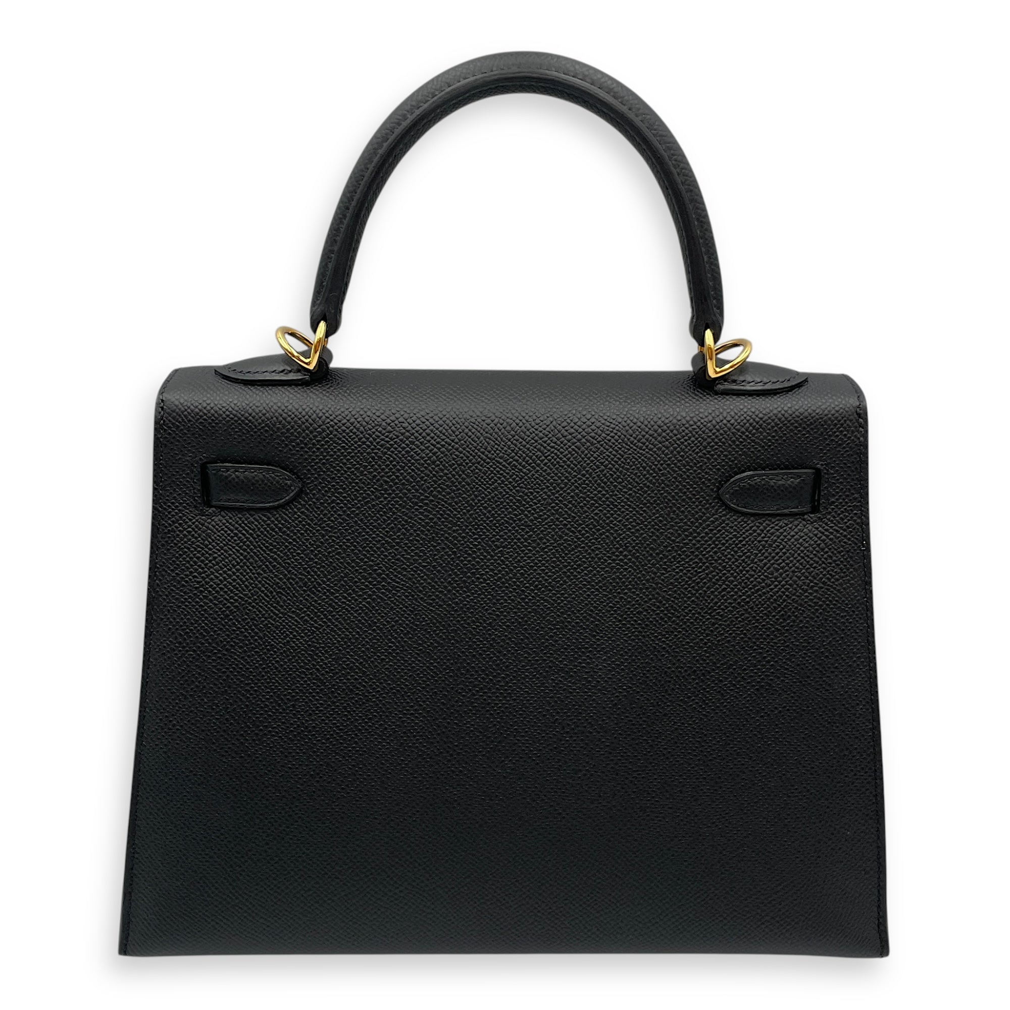 Sellier Kelly 25 Black in Epsom, Gold hardware