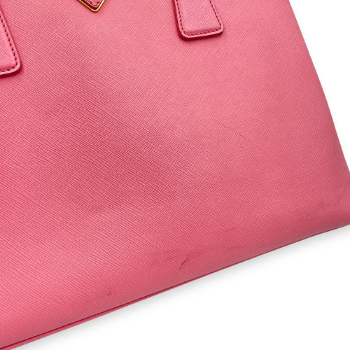 Promenade Pink Top Handle Bag in Saffiano Leather, Gold hardware