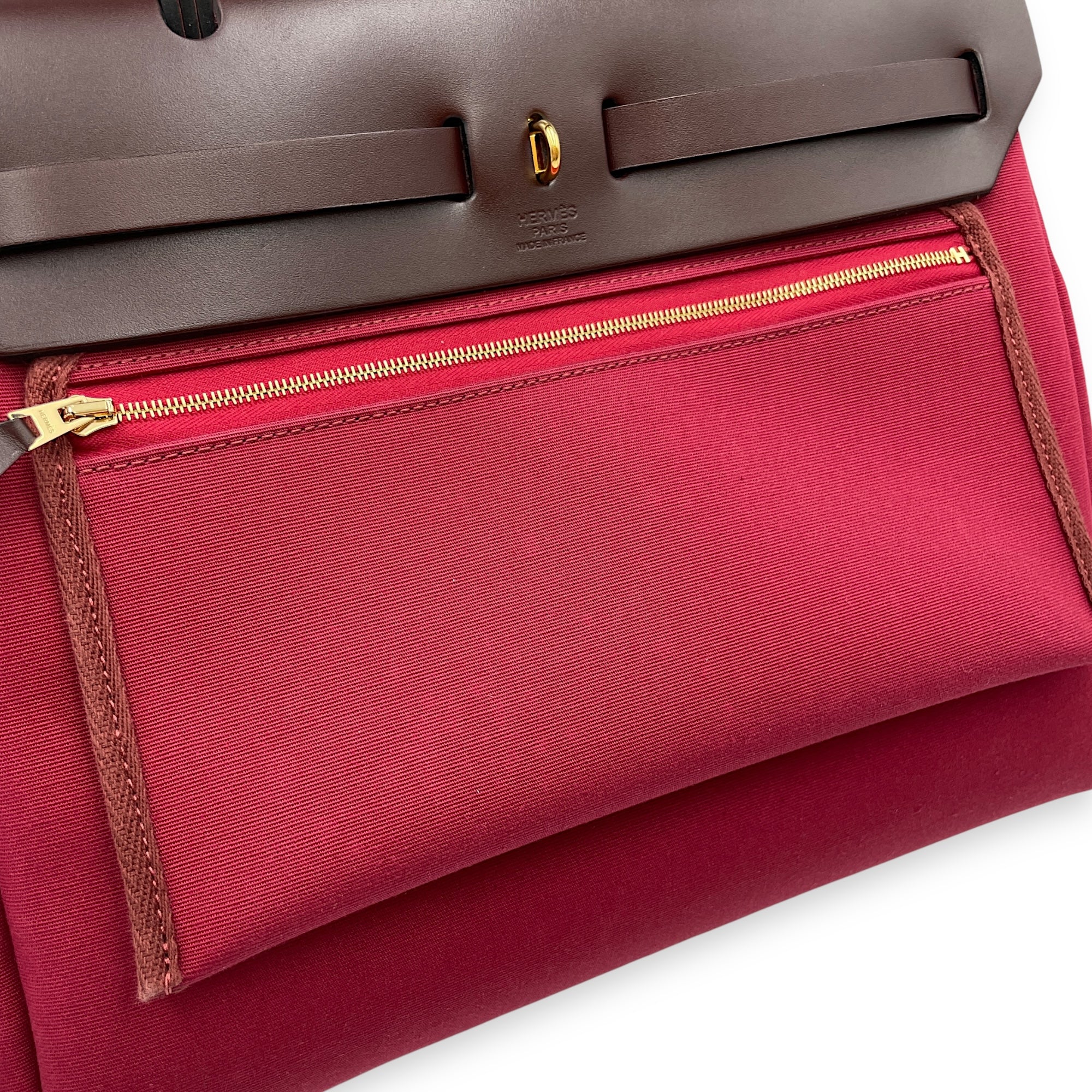 Herbag 31 Rubis/Rouge Sellier in Vache Hunter/Toile, Gold hardware