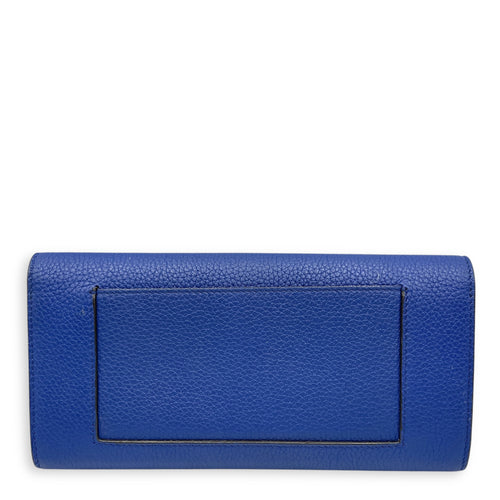 Multifunction Flap Blue/Ash Long Wallet in Calfskin, Gold hardware