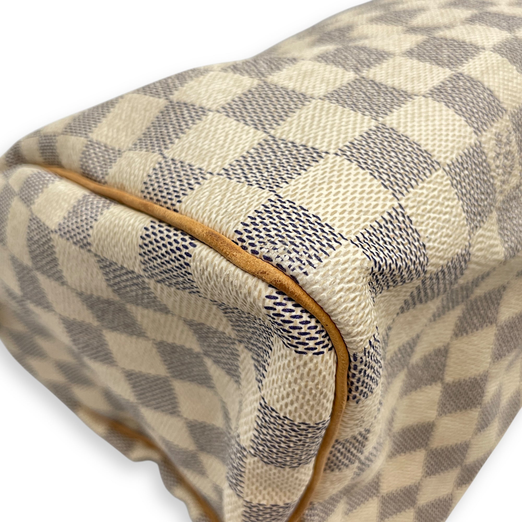 Azur Damier Speedy White Top Handle Bag, Gold hardware