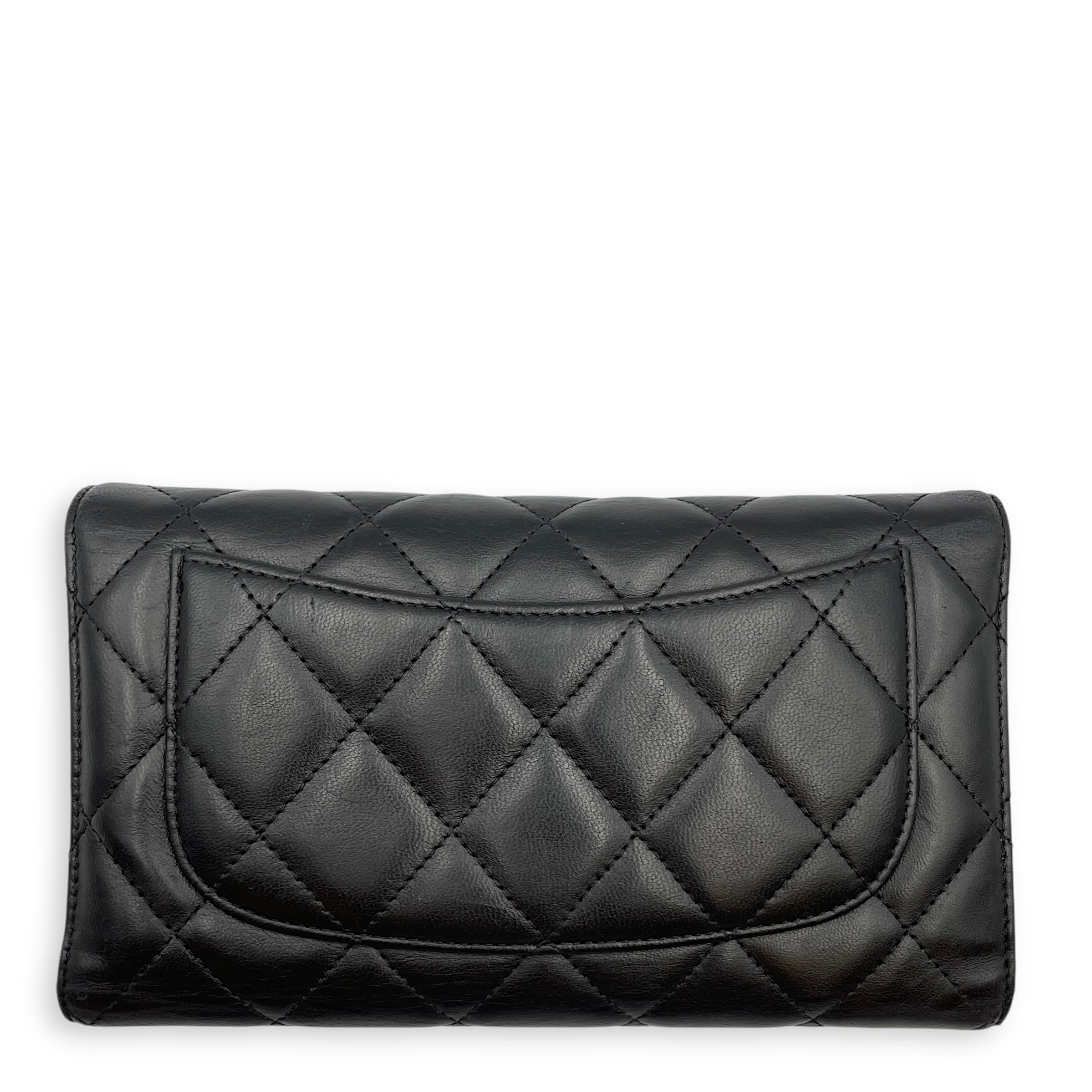 Classc Flap Long Black Wallet in Lambskin, Silver hardware
