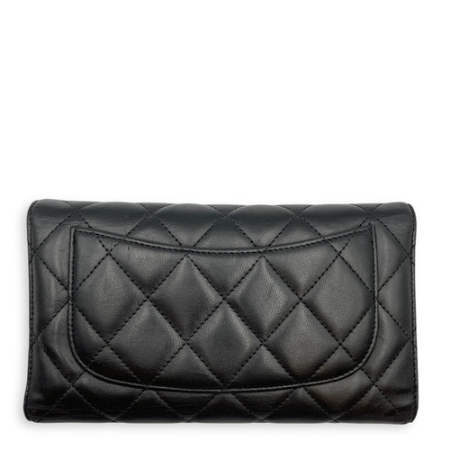 Classc Flap Long Black Wallet in Lambskin, Silver hardware