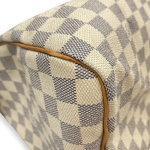 Azur Damier Speedy White Top Handle Bag, Gold hardware