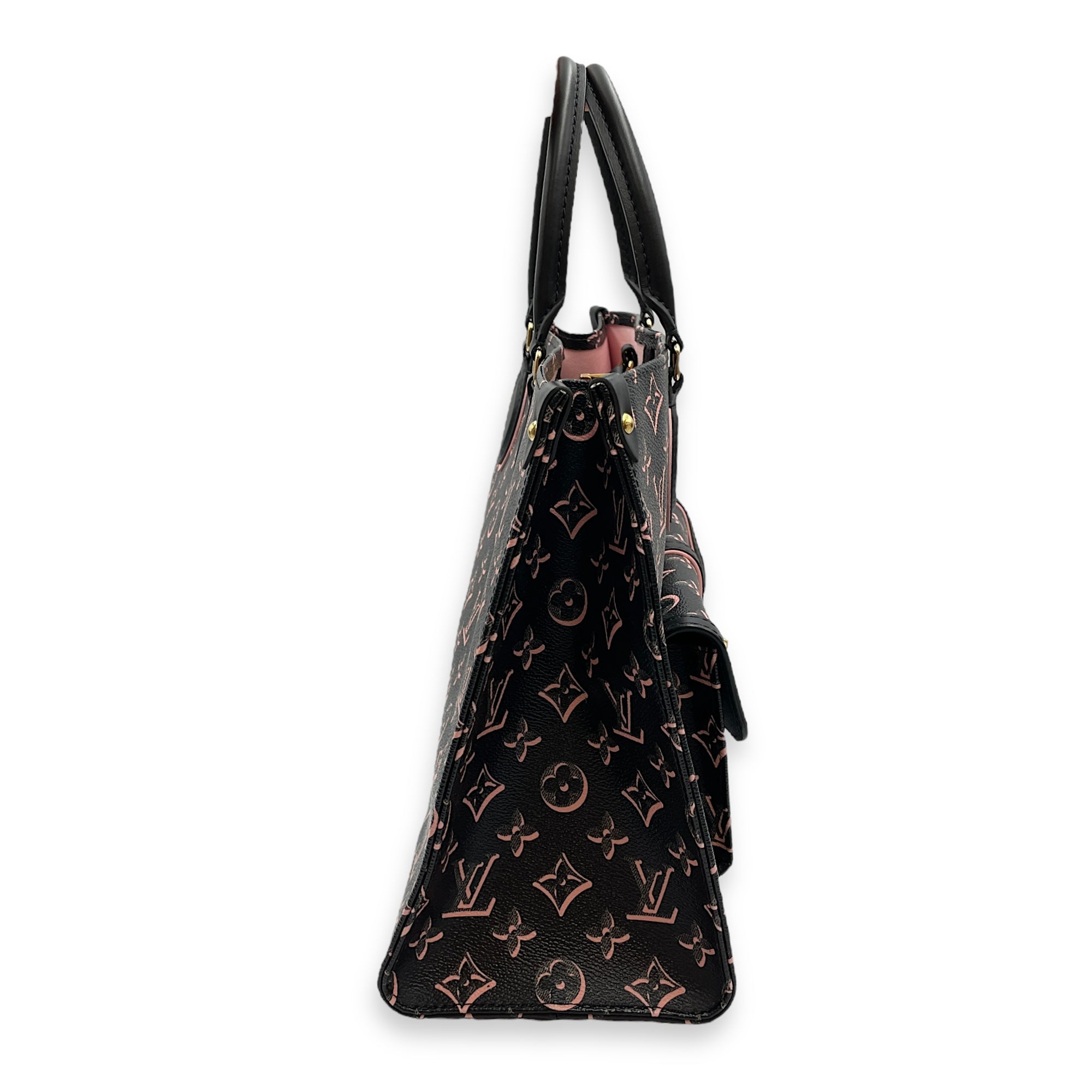 OnTheGo Fall For You MM Black/Pink Monogram Shoulder Bag , Gold hardware