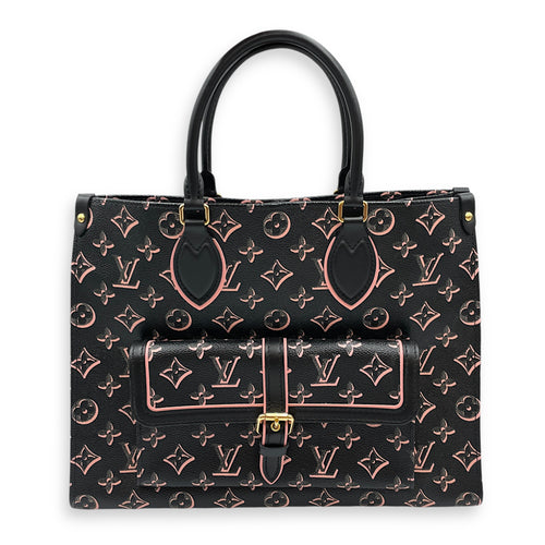 OnTheGo Fall For You MM Black/Pink Monogram Shoulder Bag , Gold hardware