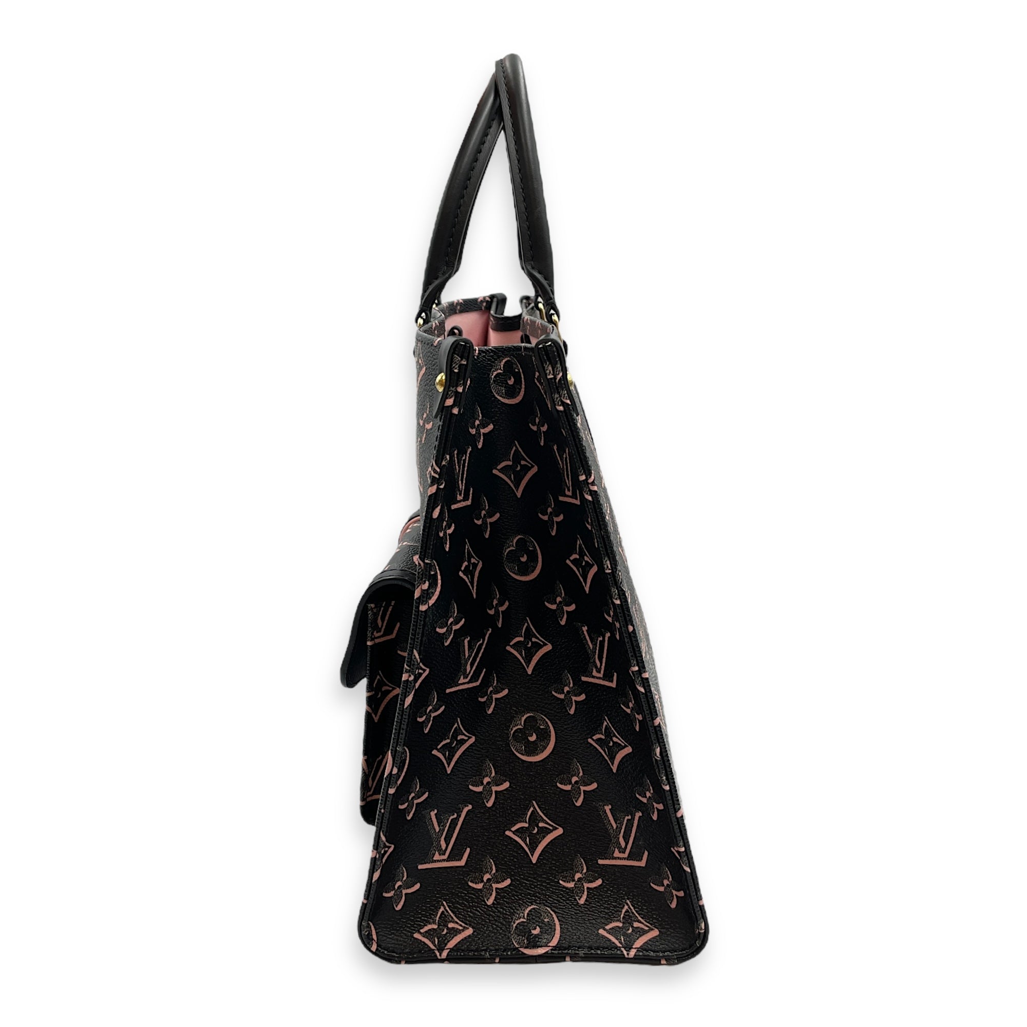 OnTheGo Fall For You MM Black/Pink Monogram Shoulder Bag , Gold hardware
