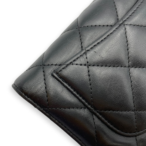 Classc Flap Long Black Wallet in Lambskin, Silver hardware