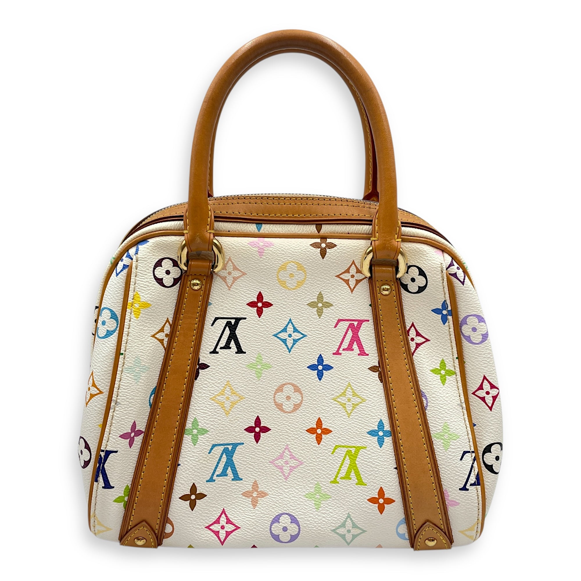 LV x TM Priscilla White/Multi-Color Top Handle Bag in Canvas, Gold hardware