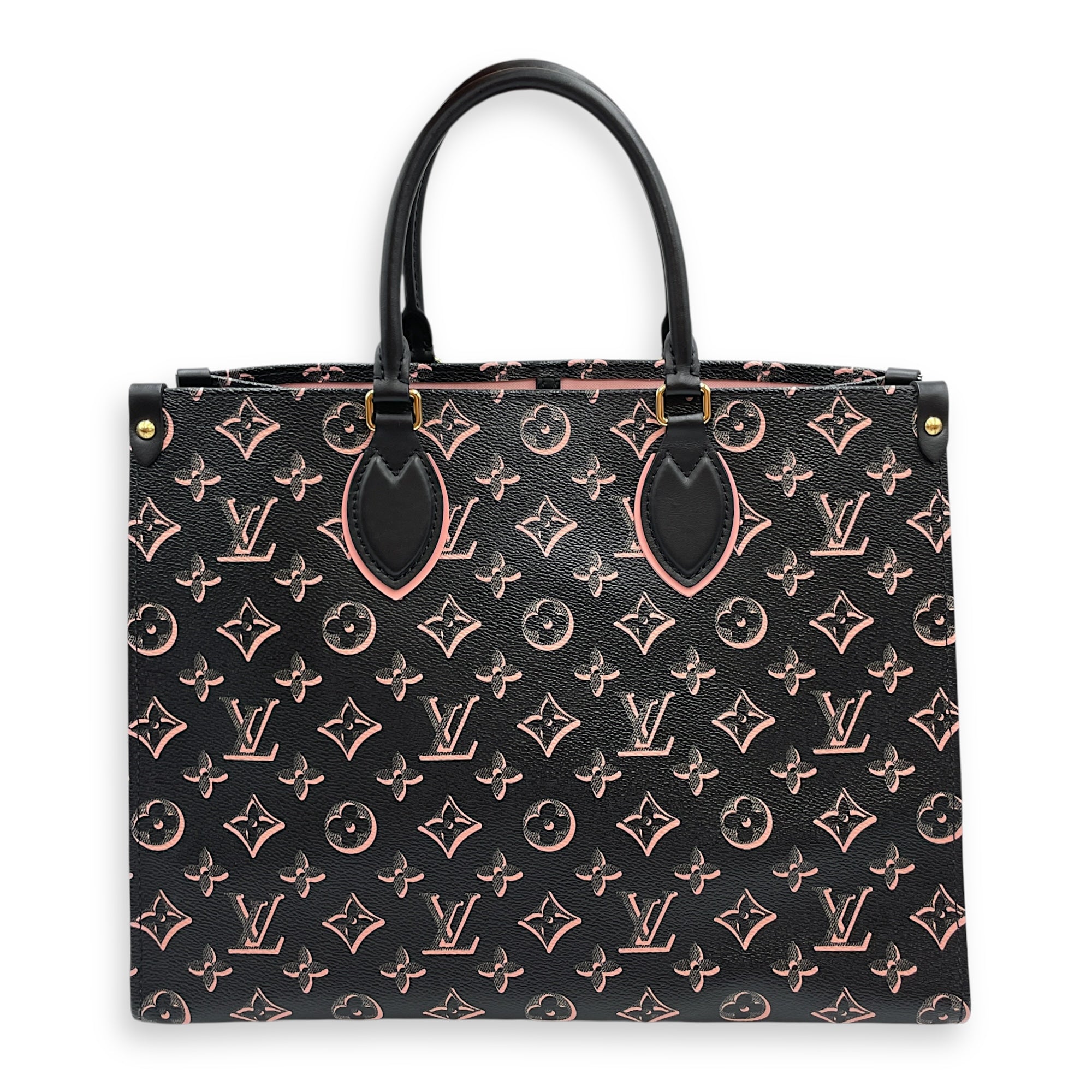 OnTheGo Fall For You MM Black/Pink Monogram Shoulder Bag , Gold hardware
