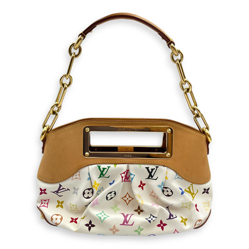 LV x TM Judy PM White/Brown/Multi-Color Shoulder Bag in Canvas, Gold hardware
