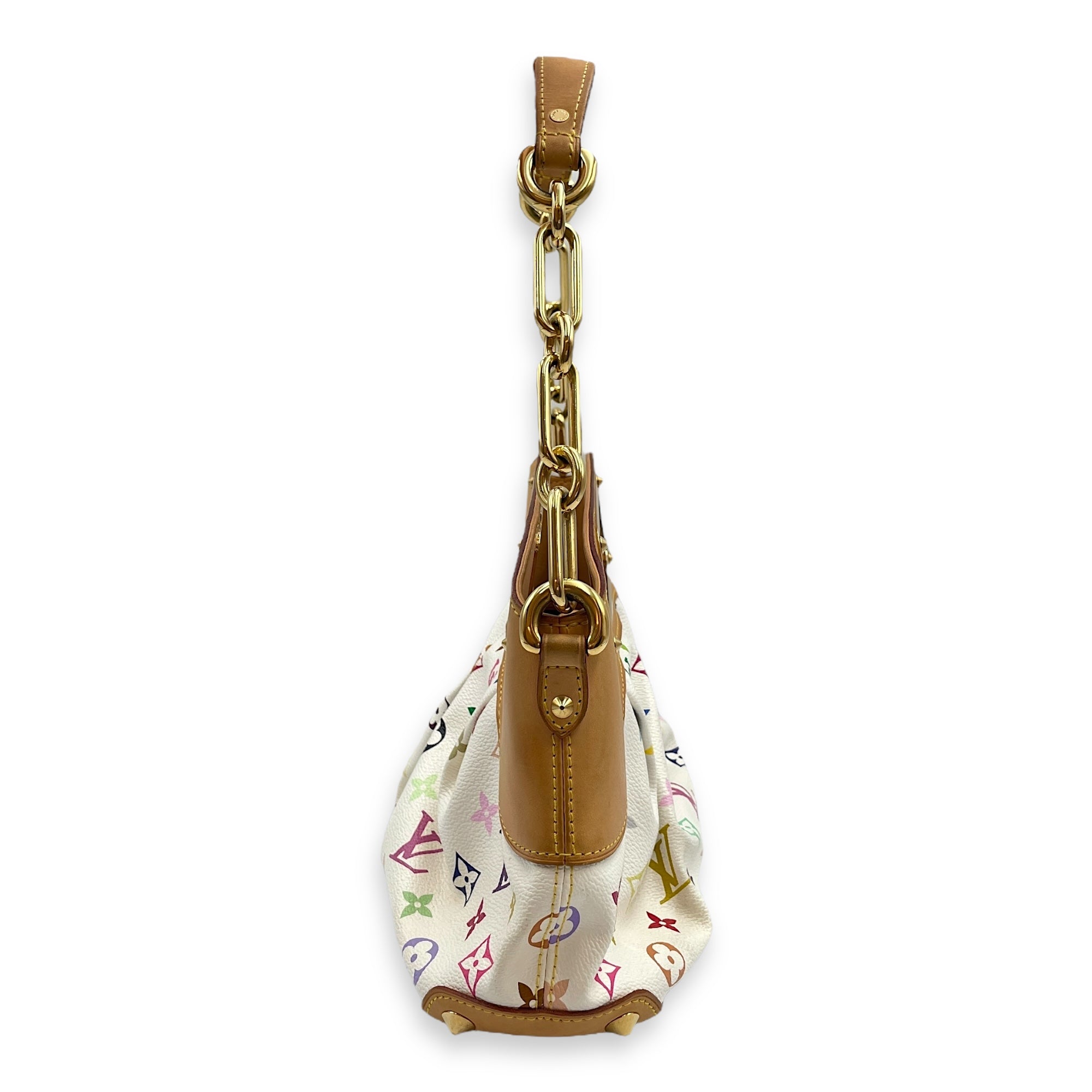 LV x TM Judy PM White/Brown/Multi-Color Shoulder Bag in Canvas, Gold hardware
