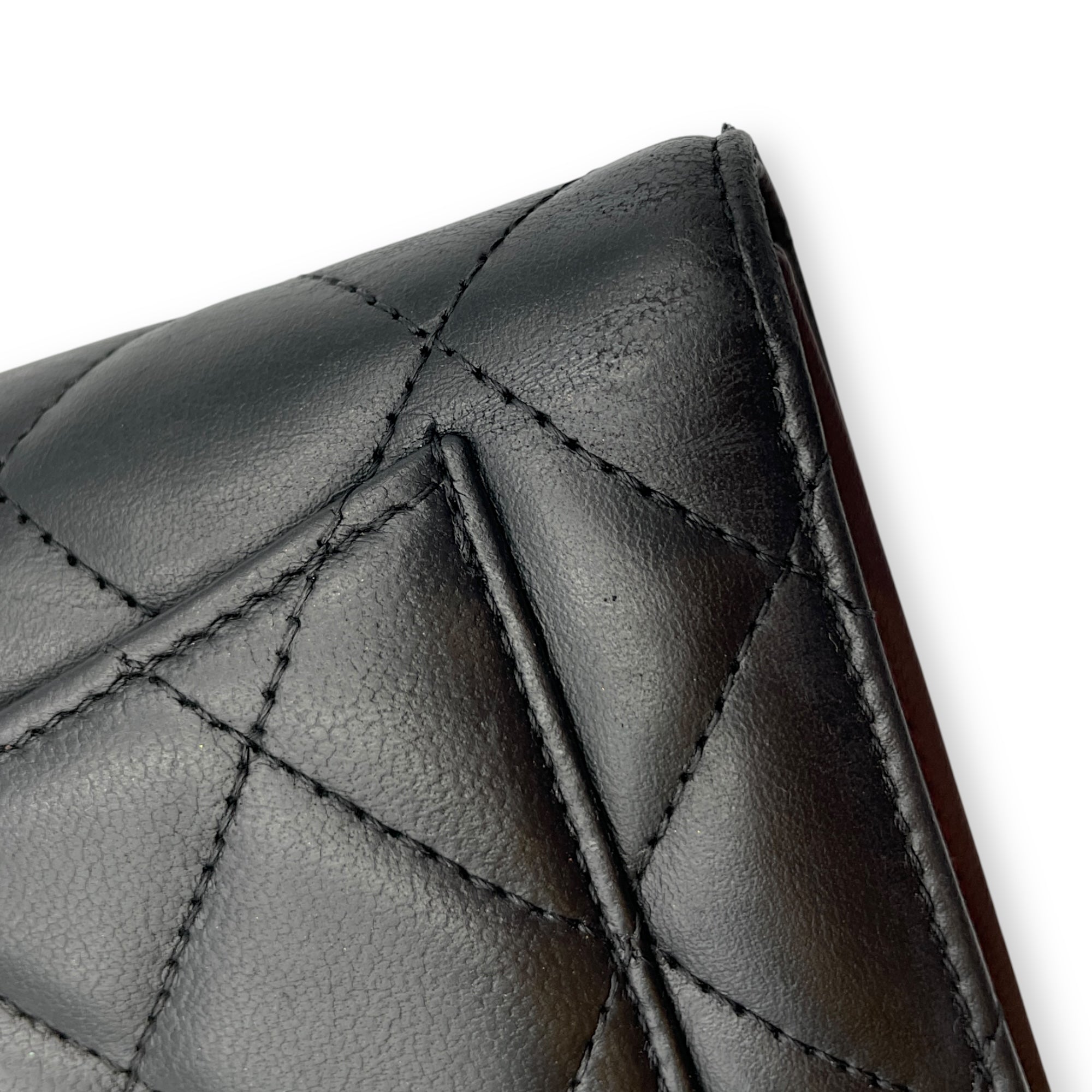 Classc Flap Long Black Wallet in Lambskin, Silver hardware