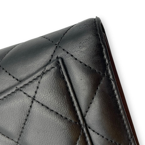 Classc Flap Long Black Wallet in Lambskin, Silver hardware