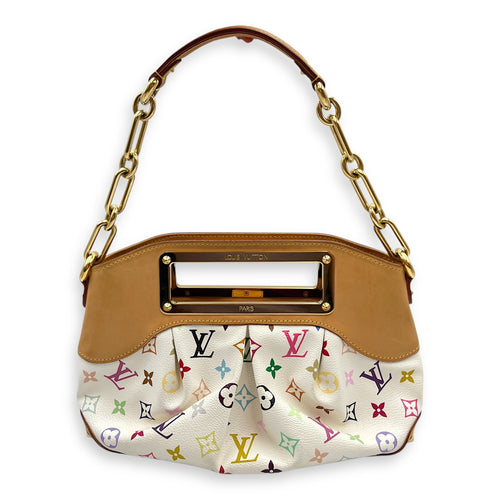 LV x TM Judy PM White/Brown/Multi-Color Shoulder Bag in Canvas, Gold hardware