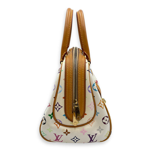 LV x TM Priscilla White/Multi-Color Top Handle Bag in Canvas, Gold hardware