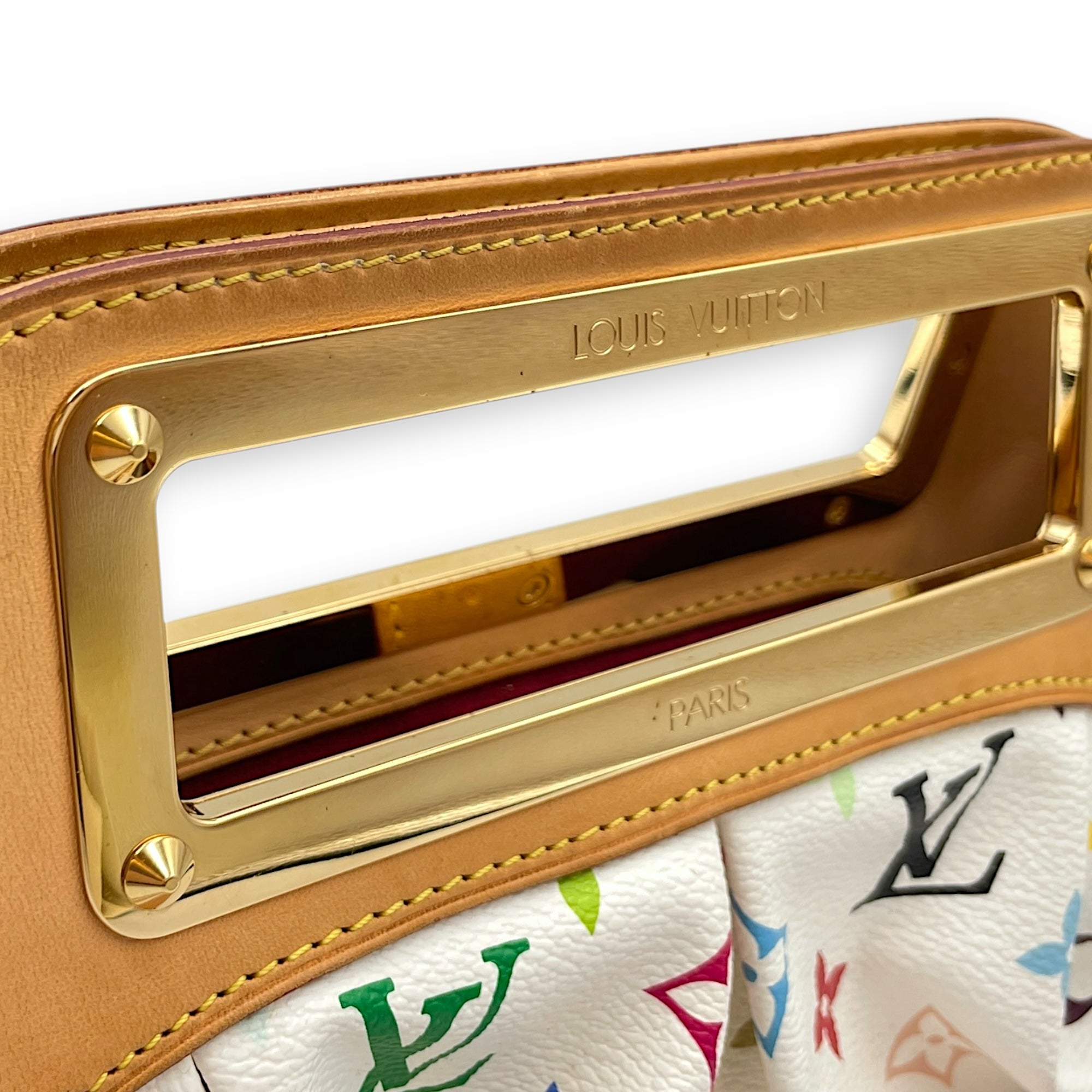LV x TM Judy PM White/Brown/Multi-Color Shoulder Bag in Canvas, Gold hardware