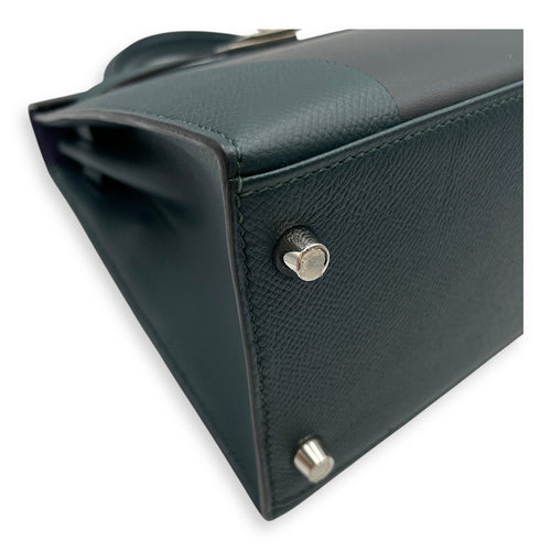 Lettre Sellier Kelly 28 Vert Cypres/Malachite/Blue Obscure in Epsom/Sombrero/Clemence Palladium hardware