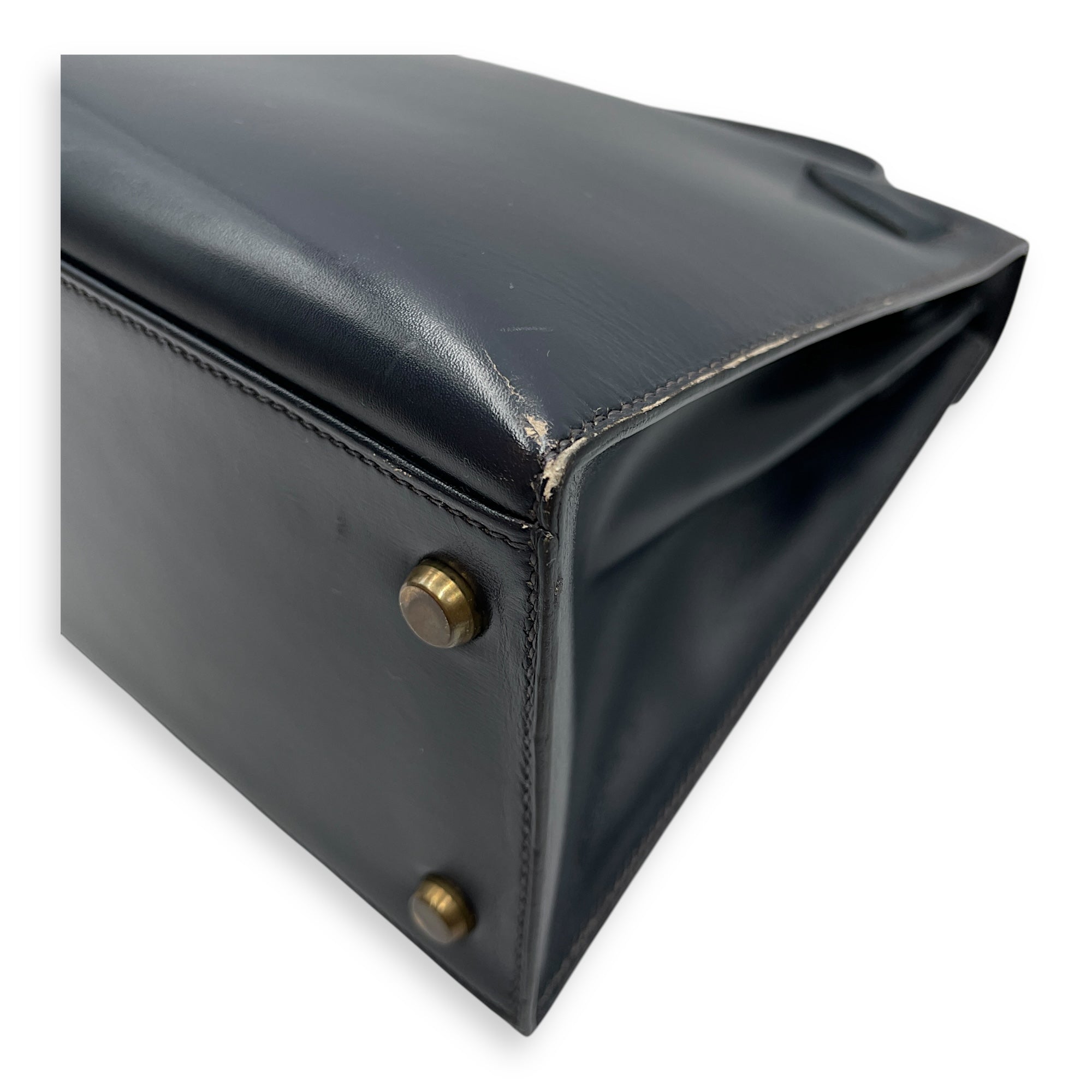 Sellier Kelly 28 Navy in Box, Gold hardware