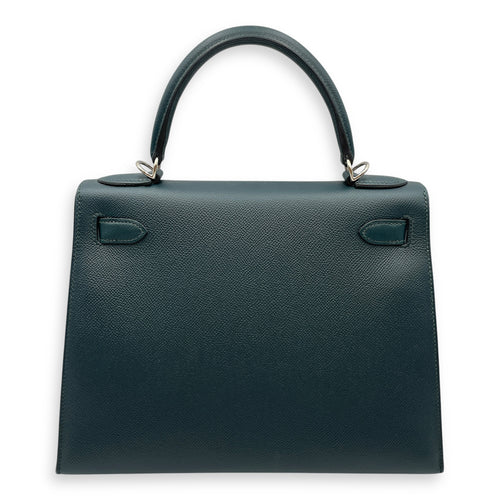 Lettre Sellier Kelly 28 Vert Cypres/Blue Obscure/Malachite in Epsom/Sombrero/Clemence, Palladium hardware