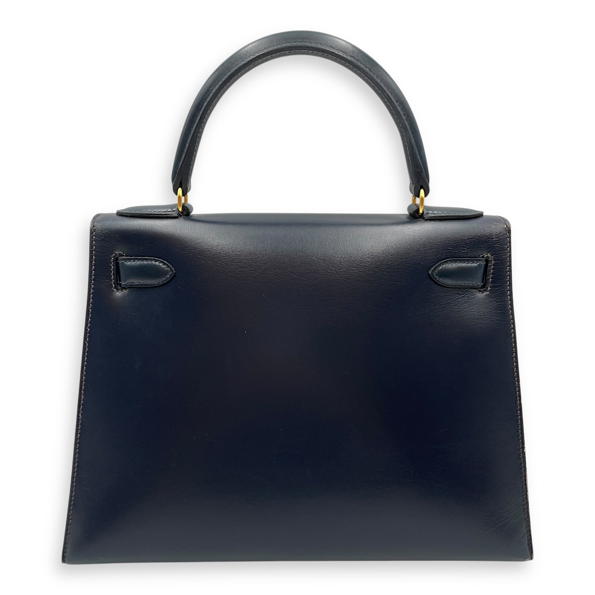 Sellier Kelly 28 Navy in Box, Gold hardware