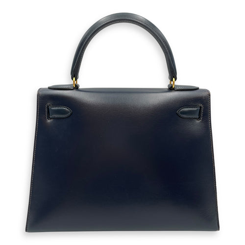 Sellier Kelly 28 Navy in Box, Gold hardware