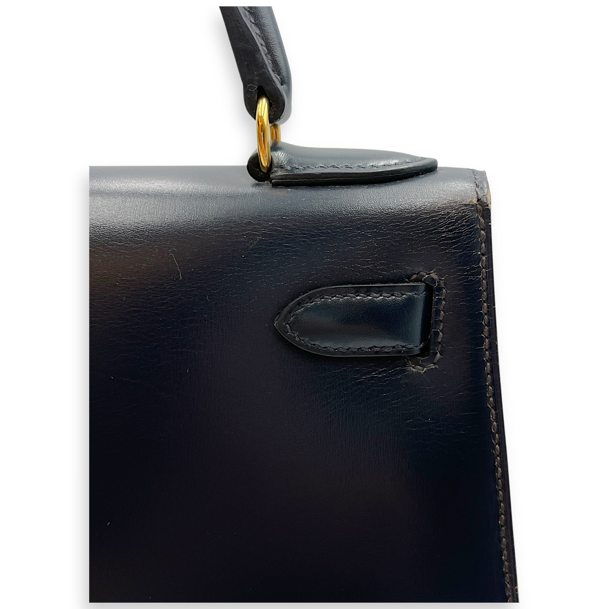 Sellier Kelly 28 Navy in Box, Gold hardware
