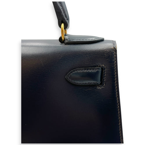 Sellier Kelly 28 Navy in Box, Gold hardware