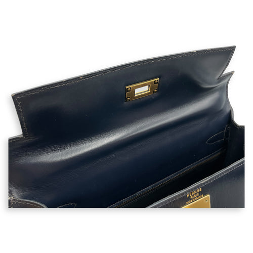 Sellier Kelly 28 Navy in Box, Gold hardware
