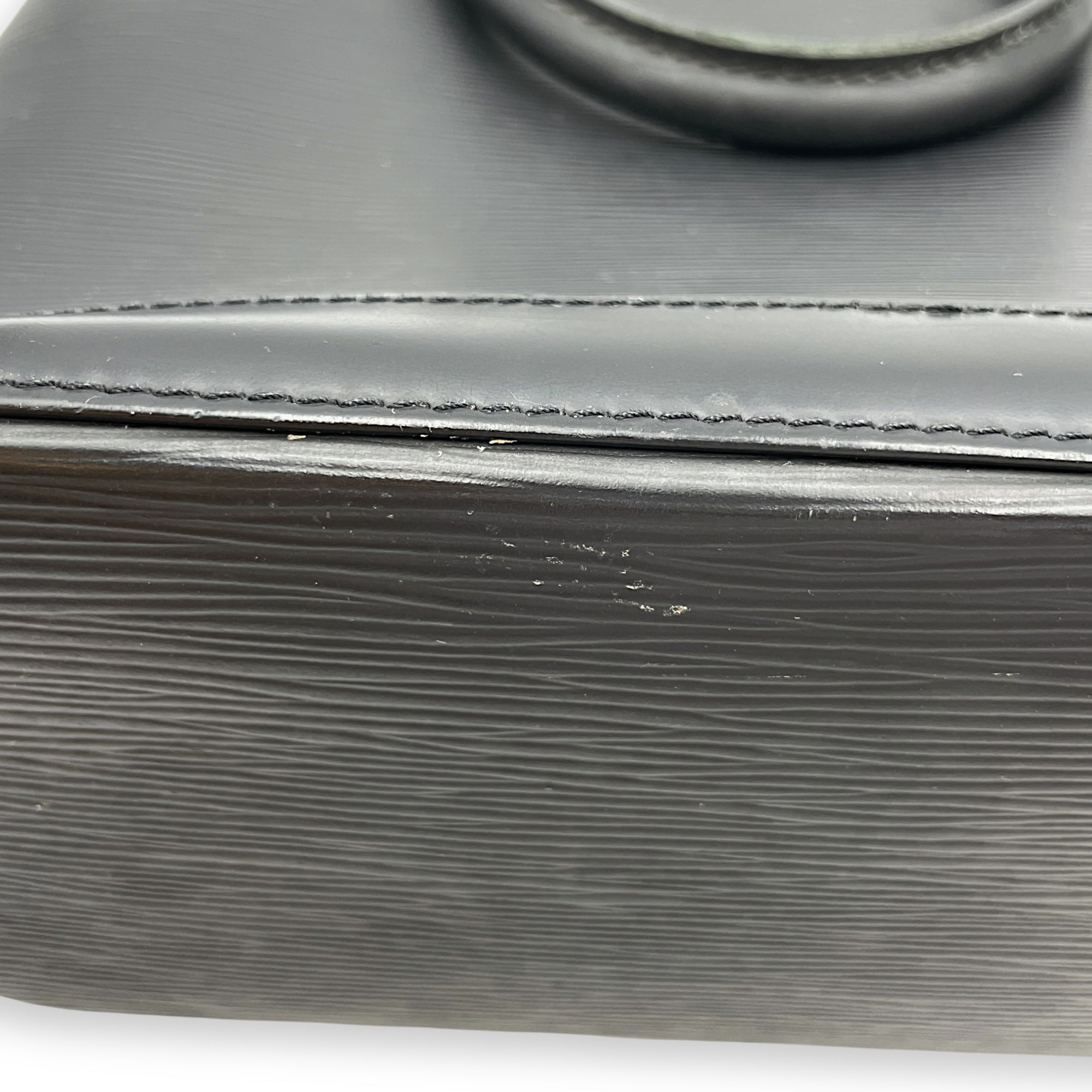 Epi Leather Lockit Black Top Handle Bag, Silver hardware
