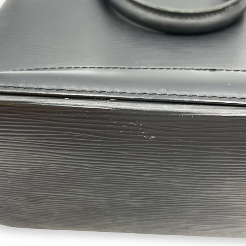 Epi Leather Lockit Black Top Handle Bag, Silver hardware