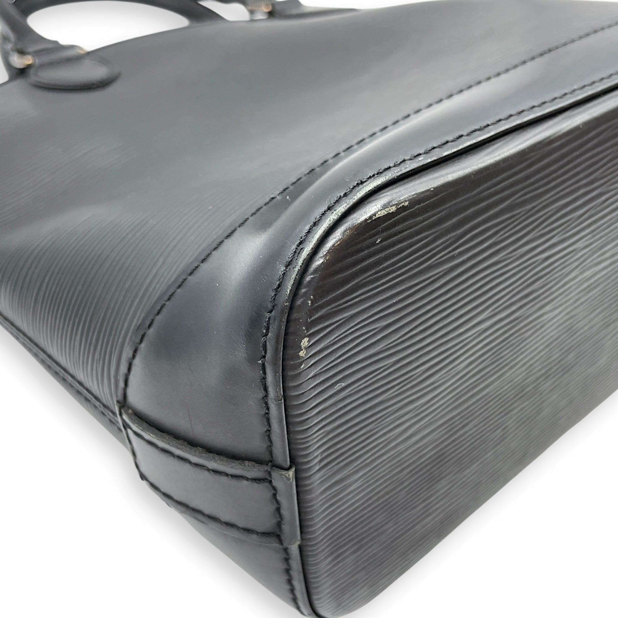 Epi Leather Lockit Black Top Handle Bag, Silver hardware