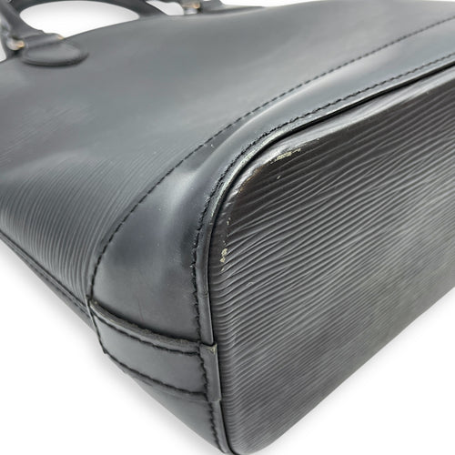 Epi Leather Lockit Black Top Handle Bag, Silver hardware