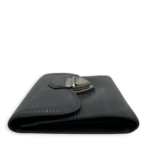 Eugenie Black Long Wallet in Epi Leather, Silver hardware