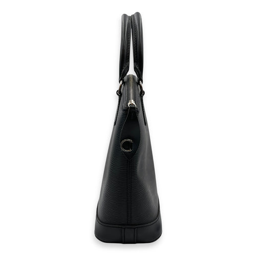 Epi Leather Lockit Black Top Handle Bag, Silver hardware