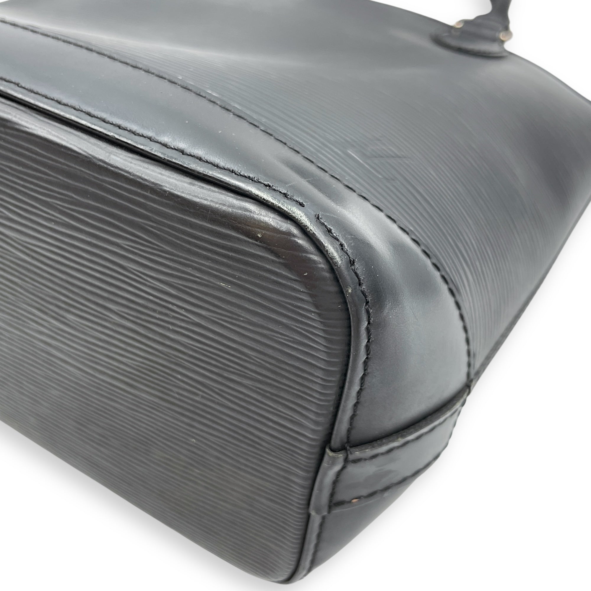 Epi Leather Lockit Black Top Handle Bag, Silver hardware