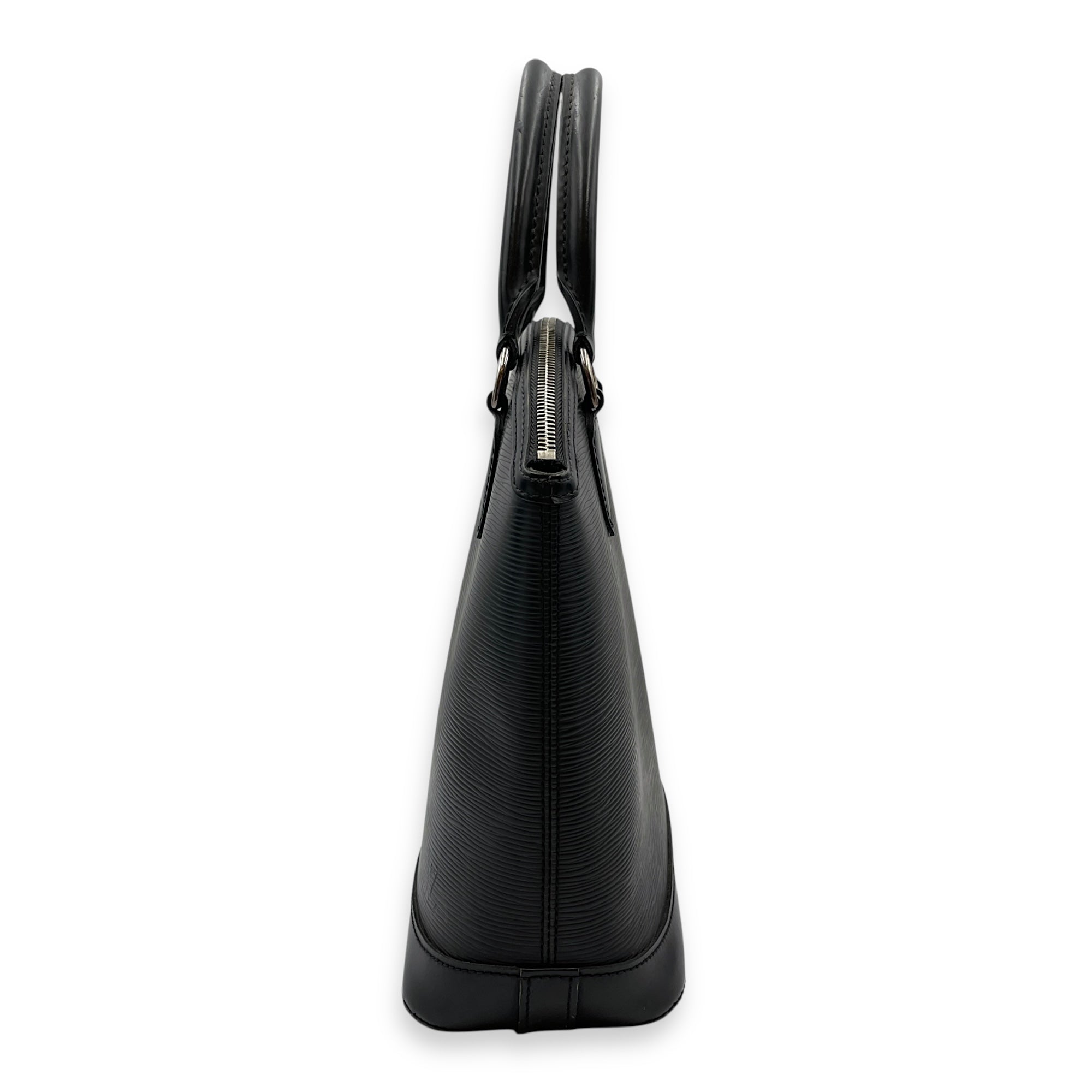Epi Leather Lockit Black Top Handle Bag, Silver hardware