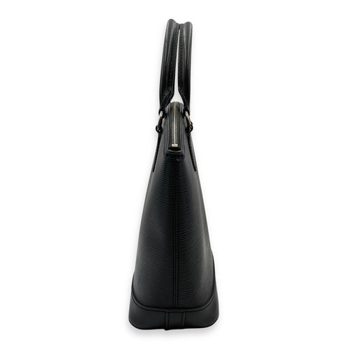 Epi Leather Lockit Black Top Handle Bag, Silver hardware