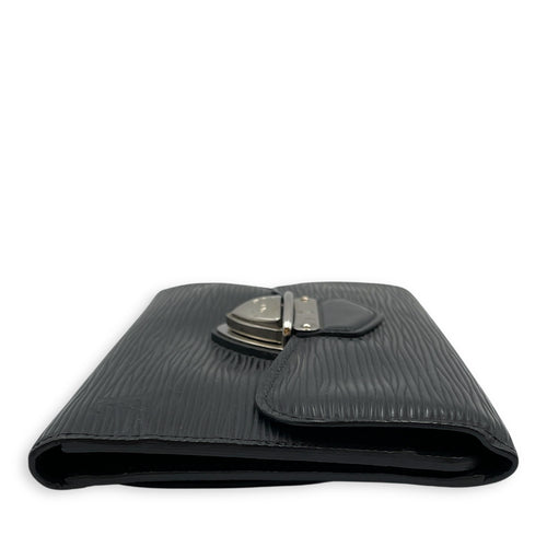Eugenie Black Long Wallet in Epi Leather, Silver hardware