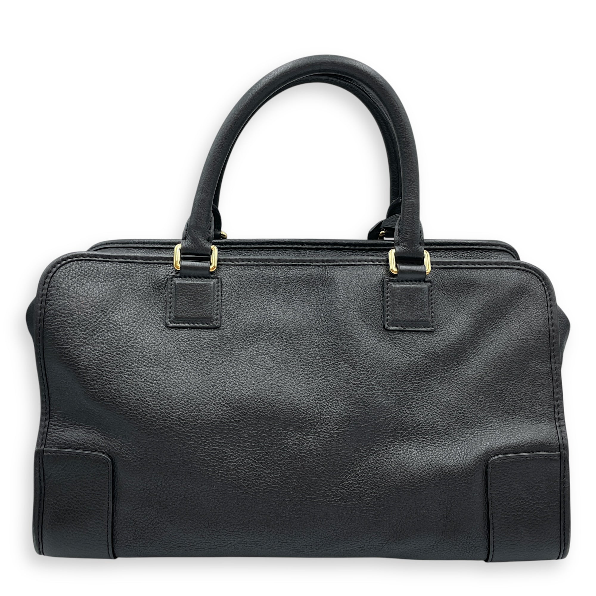 Amazona Black Top Handle Bag in Calfskin, Gold hardware