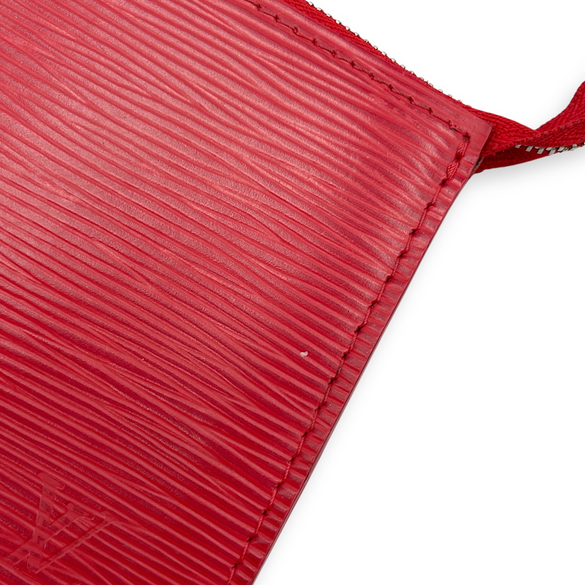 Epi Leather Red Pochette, Silver hardware