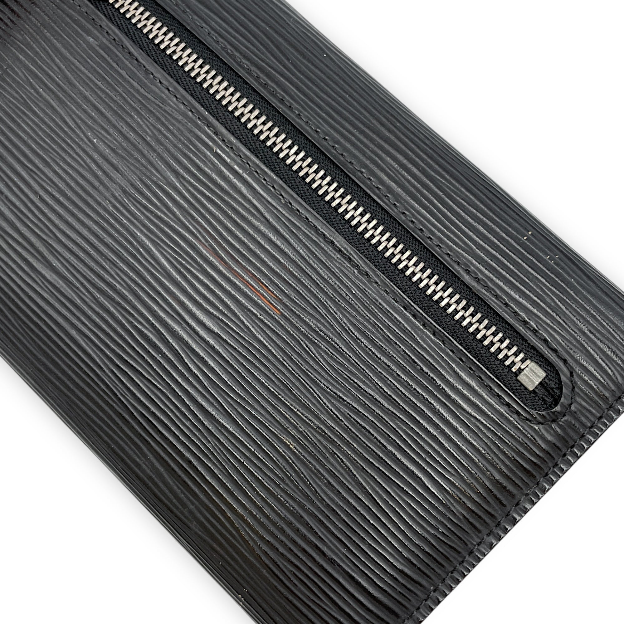 Eugenie Black Long Wallet in Epi Leather, Silver hardware