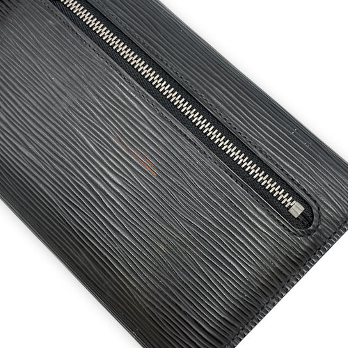 Eugenie Black Long Wallet in Epi Leather, Silver hardware